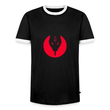 Daija, the legendary Japanese snake - Men's Ringer Shirt - black/white - Front - AI Model Female 172 light (172cm) & AI Model Male 178 light (178cm)