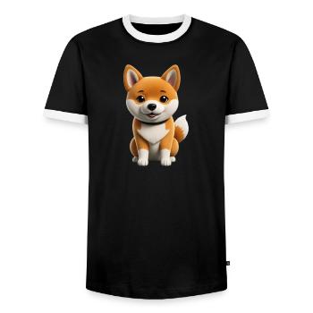 Shiba inu dog - Men's Ringer Shirt - black/white - Front - AI Model Female 172 light (172cm) & AI Model Male 178 light (178cm)