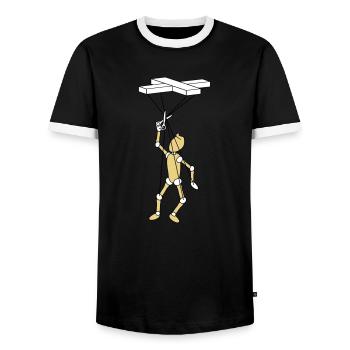 Marionette - Männer Kontrast-T-Shirt - Schwarz/Weiß - Vorne - AI Model Female 172 light (172cm) & AI Model Male 178 light (178cm)