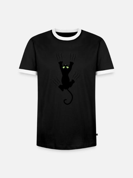 MAUVAIS CHAT NOIR - T-shirt contrasté Homme - noir/blanc
