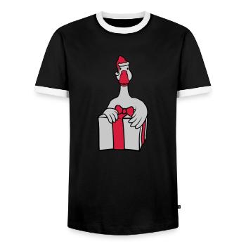 J’adore les cadeaux d’oie de Noël - T-shirt contrasté Homme - noir/blanc - Devant - AI Model Female 172 light (172cm) & AI Model Male 178 light (178cm)