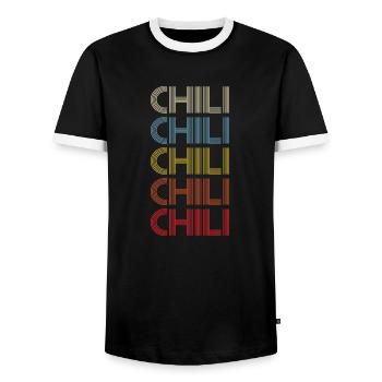 Pepper Retro Spicy Vintage Chili - Männer Kontrast-T-Shirt - Schwarz/Weiß - Vorne - AI Model Female 172 light (172cm) & AI Model Male 178 light (178cm)
