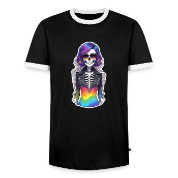 Halloween - Rock & Rainbow - Men's Ringer Shirt - black/white - Front - AI Model Female 172 light (172cm) & AI Model Male 178 light (178cm)