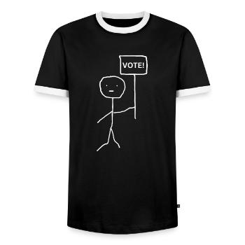 Select - English - Men's Ringer Shirt - black/white - Front - AI Model Female 172 light (172cm) & AI Model Male 178 light (178cm)