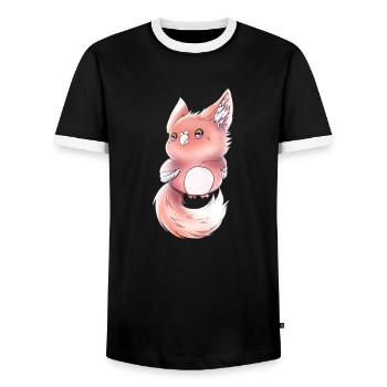 Lupifowl peach edition - Männer Kontrast-T-Shirt - Schwarz/Weiß - Vorne - AI Model Female 172 light (172cm) & AI Model Male 178 light (178cm)