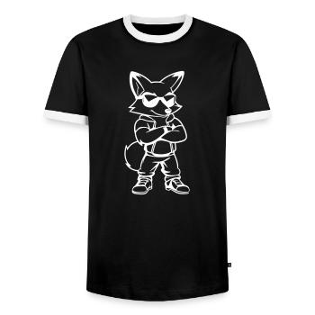 Fox Comic Lunettes de soleil - T-shirt contrasté Homme - noir/blanc - Devant - AI Model Female 172 light (172cm) & AI Model Male 178 light (178cm)