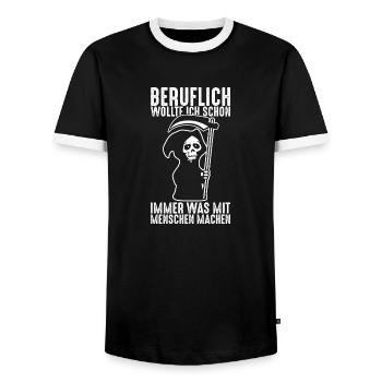 Lustiger Bestatter Spruch Bestattung Arzt Geschenk - Männer Kontrast-T-Shirt - Schwarz/Weiß - Vorne - AI Model Female 172 light (172cm) & AI Model Male 178 light (178cm)