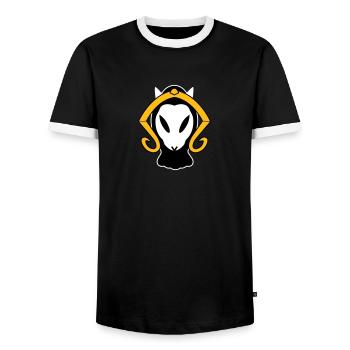Ekuliana of the Nut - Men's Ringer Shirt - black/white - Front - AI Model Female 172 light (172cm) & AI Model Male 178 light (178cm)