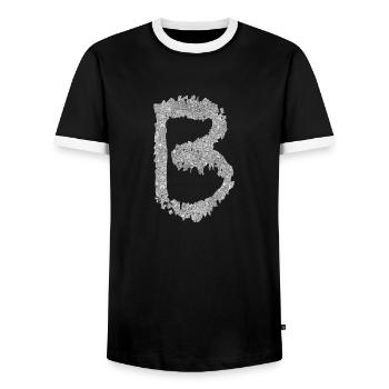 Lettre B Nom du cadeau - T-shirt contrasté Homme - noir/blanc - Devant - AI Model Female 172 light (172cm) & AI Model Male 178 light (178cm)