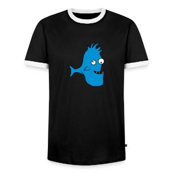 Stupid Crazy Comic Fish - Männer Kontrast-T-Shirt - Schwarz/Weiß - Vorne - AI Model Female 172 light (172cm) & AI Model Male 178 light (178cm)