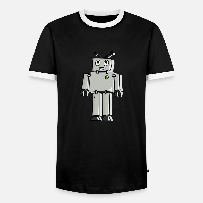 robot - Men's Ringer Shirt - black/white