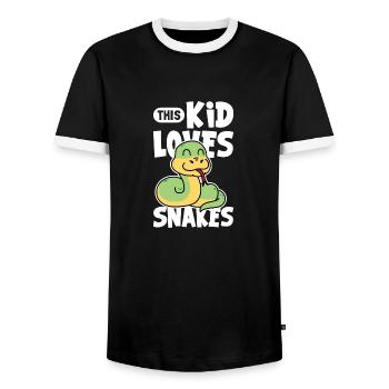 Herpetologe Schlangen Reptilien Liebhaber Schlange - Männer Kontrast-T-Shirt - Schwarz/Weiß - Vorne - AI Model Female 172 light (172cm) & AI Model Male 178 light (178cm)