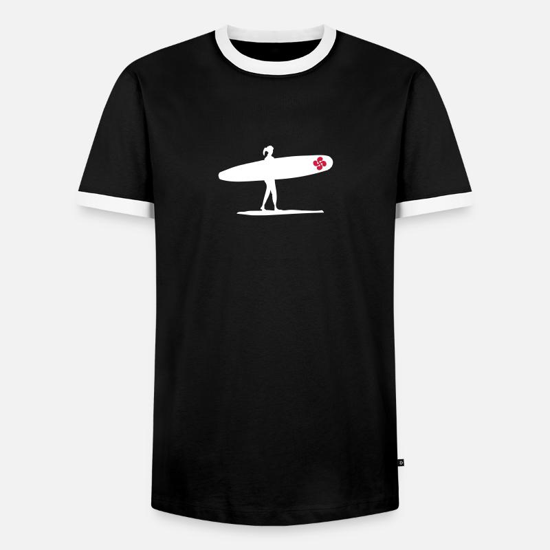 Basque surfer Cross - Men's Ringer Shirt - black/white