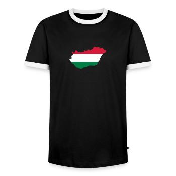 Hongrie - T-shirt contrasté Homme - noir/blanc - Devant - AI Model Female 172 light (172cm) & AI Model Male 178 light (178cm)