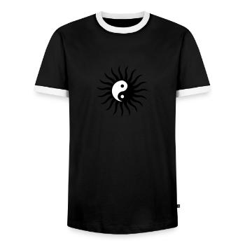 Yin Yang Sonne Symbol Zeichen - Männer Kontrast-T-Shirt - Schwarz/Weiß - Vorne - AI Model Female 172 light (172cm) & AI Model Male 178 light (178cm)