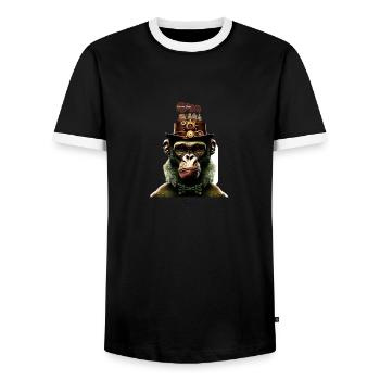 Peace Steampunk Train - Männer Kontrast-T-Shirt - Schwarz/Weiß - Vorne - AI Model Female 172 light (172cm) & AI Model Male 178 light (178cm)