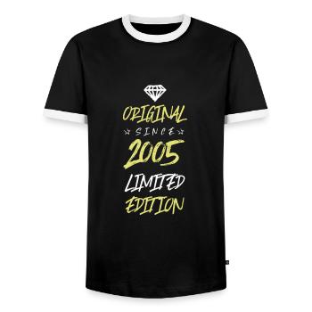 2005 Limited Edition - Men's Ringer Shirt - black/white - Front - AI Model Female 172 light (172cm) & AI Model Male 178 light (178cm)