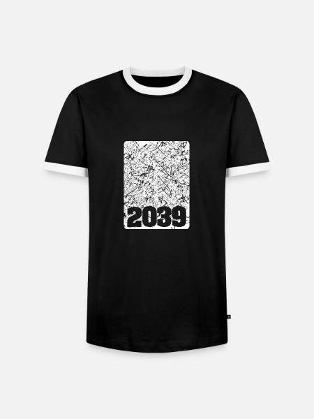 Nummer 2039 - Männer Kontrast-T-Shirt - Schwarz/Weiß