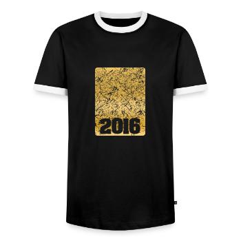 2016 - Men's Ringer Shirt - black/white - Front - AI Model Female 172 light (172cm) & AI Model Male 178 light (178cm)