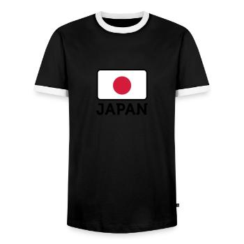 National Flag of Japan - Men's Ringer Shirt - black/white - Front - AI Model Female 172 light (172cm) & AI Model Male 178 light (178cm)