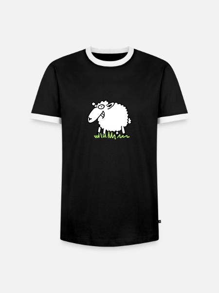 grinseschaf - T-shirt contrasté Homme - noir/blanc