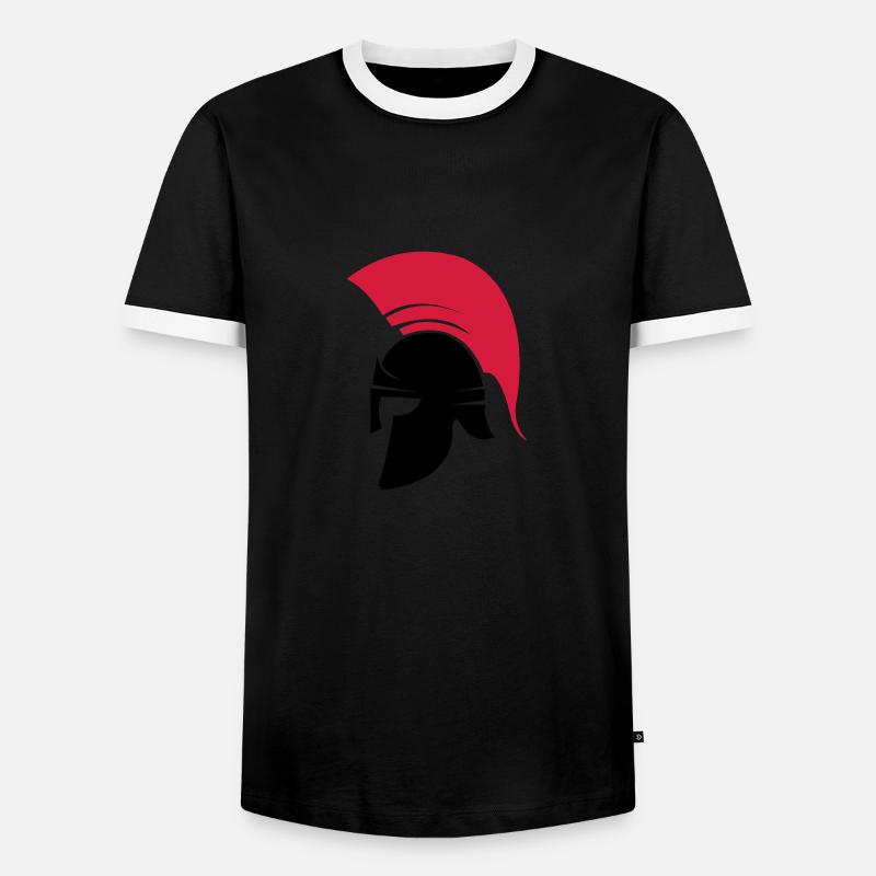 sparta helm - Männer Kontrast-T-Shirt - Schwarz/Weiß