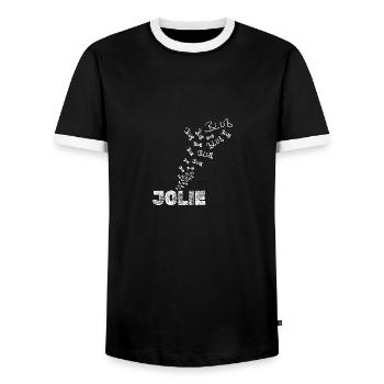 Cadeau pour Jolie - T-shirt contrasté Homme - noir/blanc - Devant - AI Model Female 172 light (172cm) & AI Model Male 178 light (178cm)