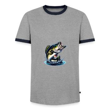 Springender Barsch - Männer Kontrast-T-Shirt - Grau/Navy  - Vorne - AI Model Female 172 light (172cm) & AI Model Male 178 light (178cm)