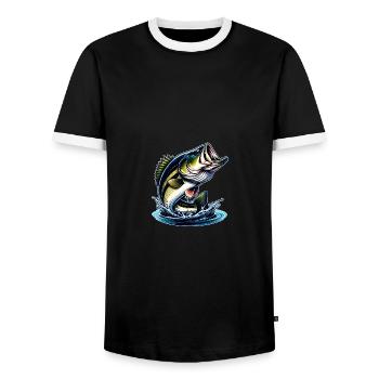 Springender Barsch - Männer Kontrast-T-Shirt - Schwarz/Weiß - Vorne - AI Model Female 172 light (172cm) & AI Model Male 178 light (178cm)