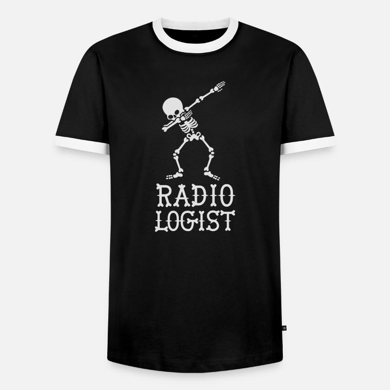 Dab dabbing skeleton radiologist - Men's Ringer Shirt - black/white