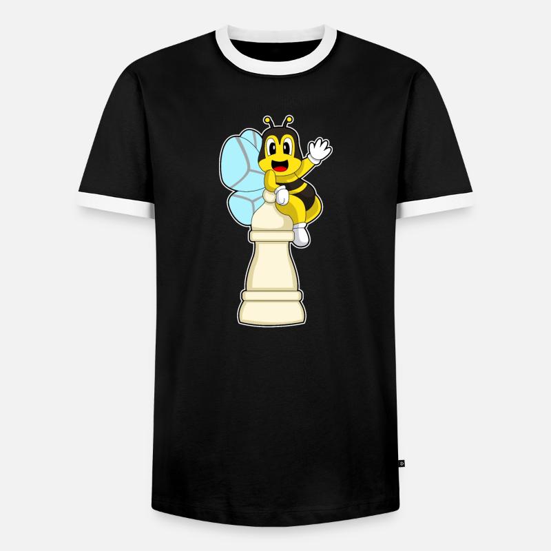 Schachfigur Bauer Biene Schach - Männer Kontrast-T-Shirt - Schwarz/Weiß