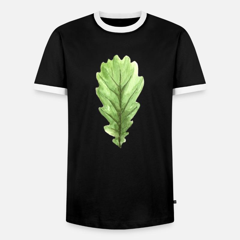 Blatt einer Eiche - Männer Kontrast-T-Shirt - Schwarz/Weiß