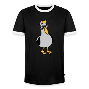 Coole Möwe Sonnenbrille Mütze - Männer Kontrast-T-Shirt - Schwarz/Weiß - Vorne - AI Model Female 172 light (172cm) & AI Model Male 178 light (178cm)