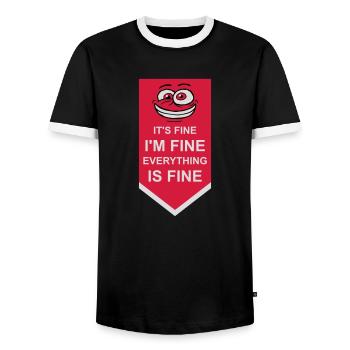 everything is fine quote - Men's Ringer Shirt - black/white - Front - AI Model Female 172 light (172cm) & AI Model Male 178 light (178cm)