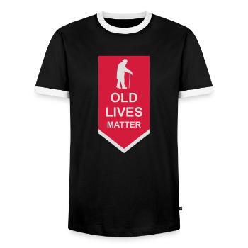 old lives matter quote - Men's Ringer Shirt - black/white - Front - AI Model Female 172 light (172cm) & AI Model Male 178 light (178cm)