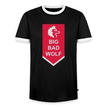 Citation du Grand Méchant Loup - T-shirt contrasté Homme - noir/blanc - Devant - AI Model Female 172 light (172cm) & AI Model Male 178 light (178cm)