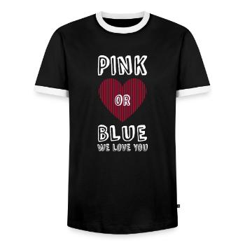 Grossesse Baby shower Babyshower Boy Girl - T-shirt contrasté Homme - noir/blanc - Devant - AI Model Female 172 light (172cm) & AI Model Male 178 light (178cm)