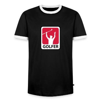 Golf - Men's Ringer Shirt - black/white - Front - AI Model Female 172 light (172cm) & AI Model Male 178 light (178cm)