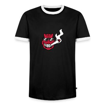 Face head smoking drugs cool joint kiffen cannabis - Men's Ringer Shirt - black/white - Front - AI Model Female 172 light (172cm) & AI Model Male 178 light (178cm)