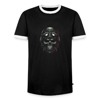 Pilotenschädel Pilot - Männer Kontrast-T-Shirt - Schwarz/Weiß - Vorne - AI Model Female 172 light (172cm) & AI Model Male 178 light (178cm)