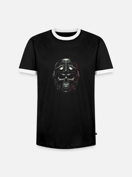 Aviator Skull Pilot - Men's Ringer Shirt - black/white