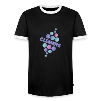 Pet Animal First name Clemens - Men's Ringer Shirt - black/white - Front - AI Model Female 172 light (172cm) & AI Model Male 178 light (178cm)