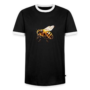 Bees Design Motif Honey Beekeeper Bee - Men's Ringer Shirt - black/white - Front - AI Model Female 172 light (172cm) & AI Model Male 178 light (178cm)