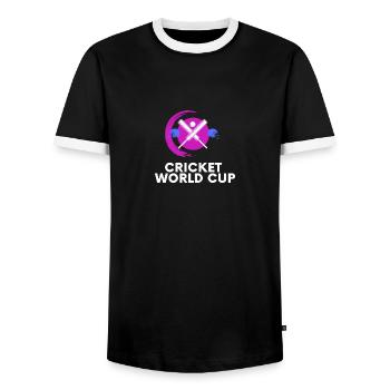Cricket World Cup: Battleground of Champions - Men's Ringer Shirt - black/white - Front - AI Model Female 172 light (172cm) & AI Model Male 178 light (178cm)