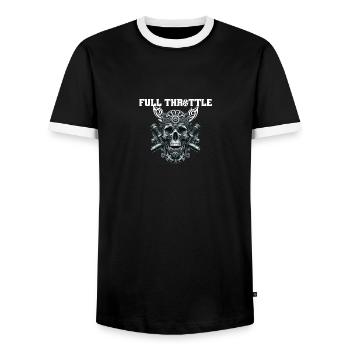 Vollgas - Full Throttle - Men's Ringer Shirt - black/white - Front - AI Model Female 172 light (172cm) & AI Model Male 178 light (178cm)