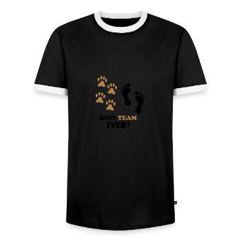 best team ever 02 - Men's Ringer Shirt - black/white - Front - AI Model Female 172 light (172cm) & AI Model Male 178 light (178cm)