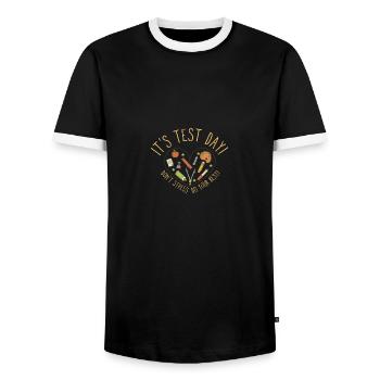 C’est le jour du test drôle de professeur d’examen Étudiant - T-shirt contrasté Homme - noir/blanc - Devant - AI Model Female 172 light (172cm) & AI Model Male 178 light (178cm)