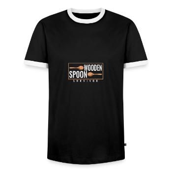 Wooden Spoon Survivor I Survived Wooden Spoon - Männer Kontrast-T-Shirt - Schwarz/Weiß - Vorne - AI Model Female 172 light (172cm) & AI Model Male 178 light (178cm)