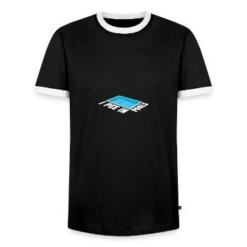 Drôle de dans les piscines Swiming Party I Pee In - T-shirt contrasté Homme - noir/blanc - Devant - AI Model Female 172 light (172cm) & AI Model Male 178 light (178cm)