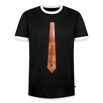 Sixpack, Mann, Muskel, Krawatte - Männer Kontrast-T-Shirt - Schwarz/Weiß - Vorne - AI Model Female 172 light (172cm) & AI Model Male 178 light (178cm)
